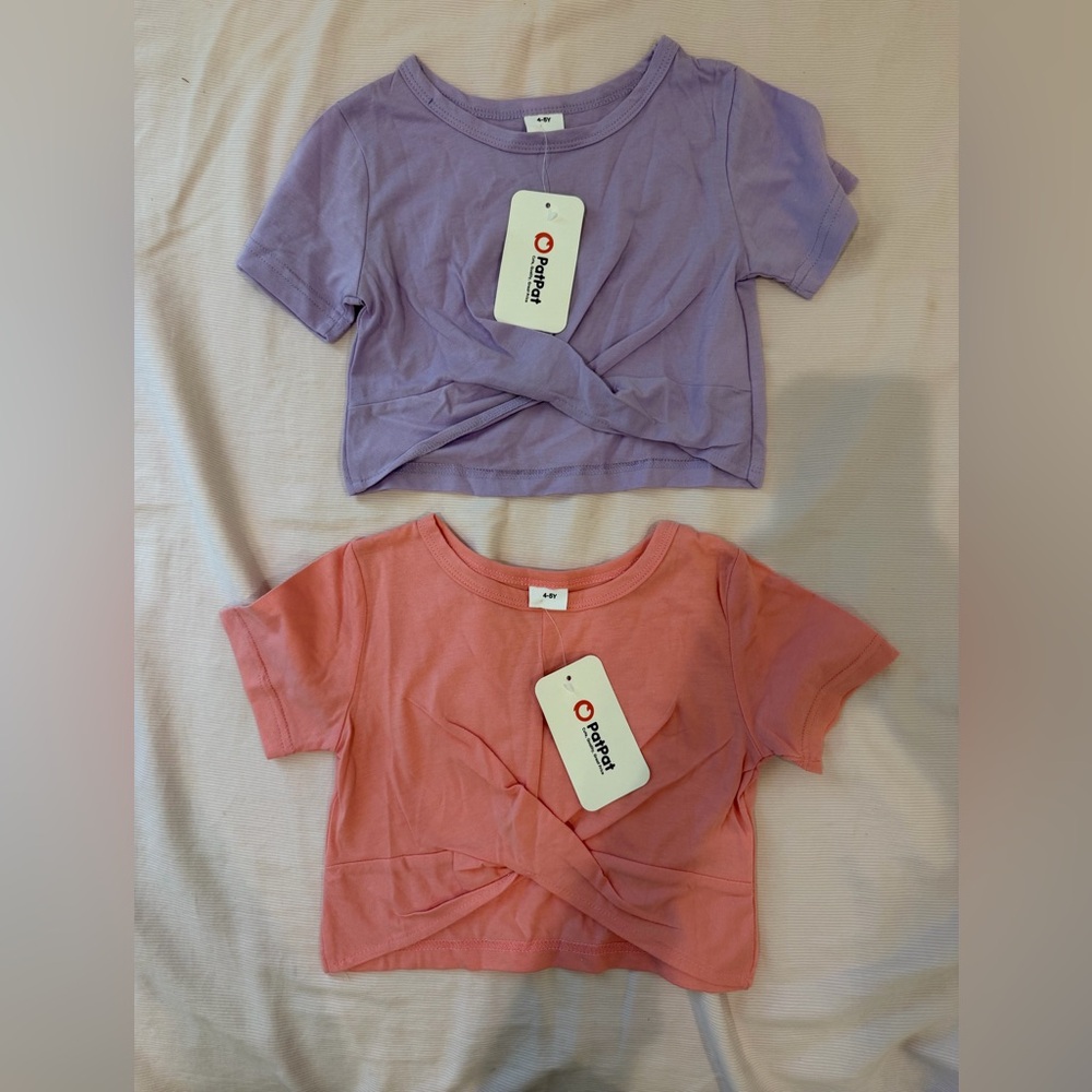PatPat Kids' Purple and Pink Twist-Front Tees